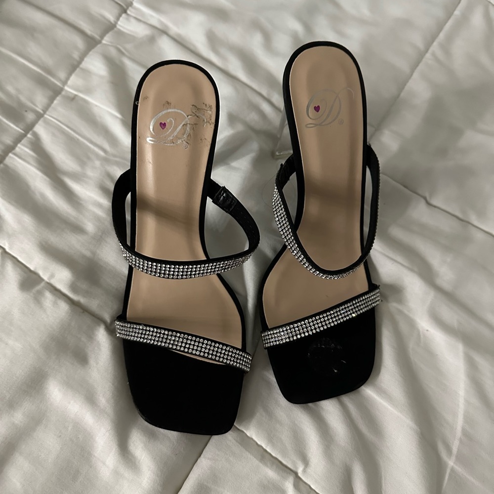 Size 6 rhinestone clear heels